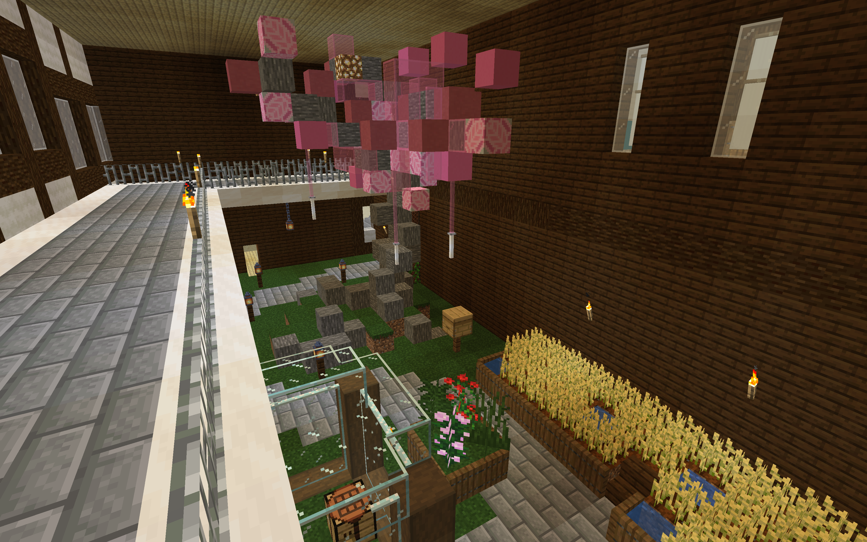 The greenhouse room with the pink tree